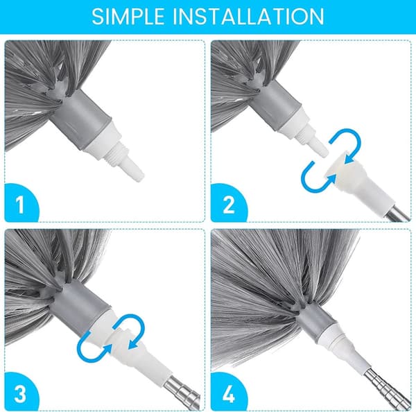Støvsuger, 3 teleskopstøvsuger med teleskophåndtag Microfiber Duster Folding støvsuger Vaskbar støvsuger til loftsgardin Lysekrone (254cm