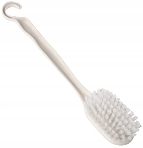 Rygvaskebørste med langt skaft 4x40cm hvid plastik