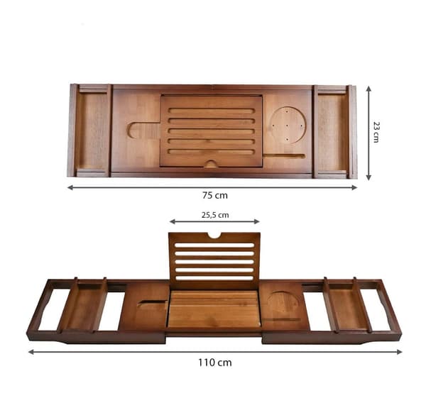 Badhylla - Badställ - 75-110 x 23 cm - Bambu