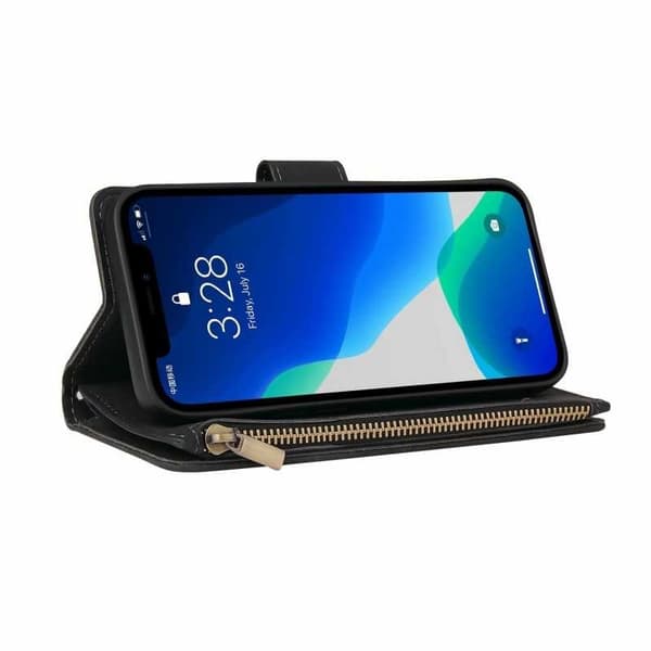 iPhone 12/12 Pro multifunktionel pungetaske lynlås 8-lomme