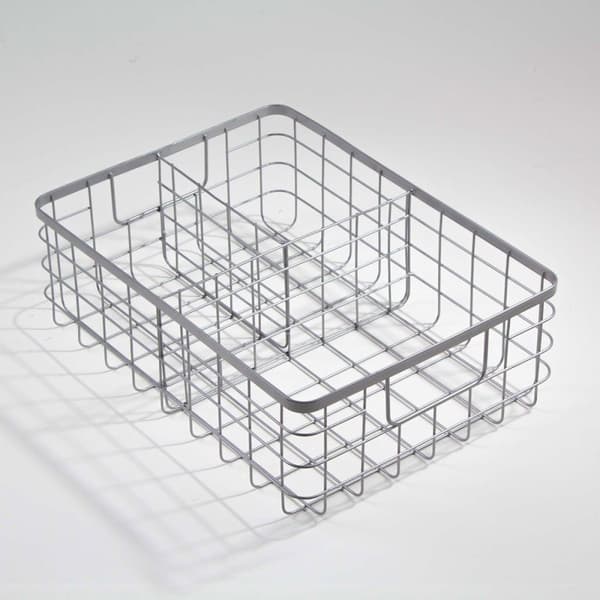 Grå trådkorg 3 metallfack