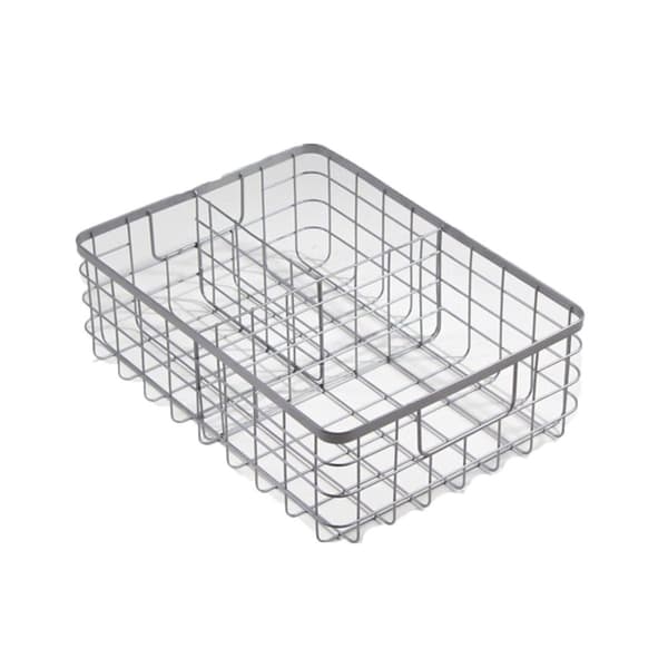 Grå trådkorg 3 metallfack