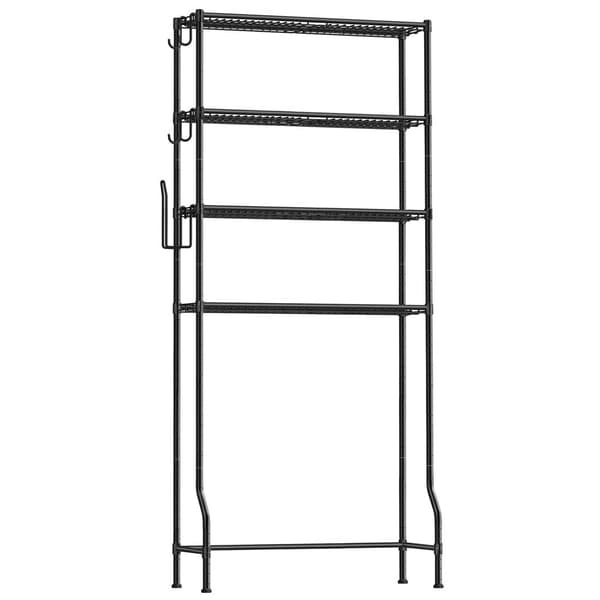 Toiletrek - med justerbare plateauer - 4 hylder - metalramme - sort