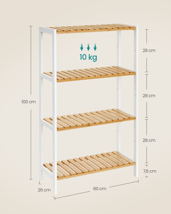 Bambus bambus 26 x 60 x 100 cm hvid-naturlig farve