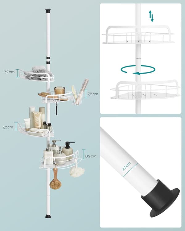 Dusch Planchet Total höjd 80-323 cm med 4 nivåer Wolkwit