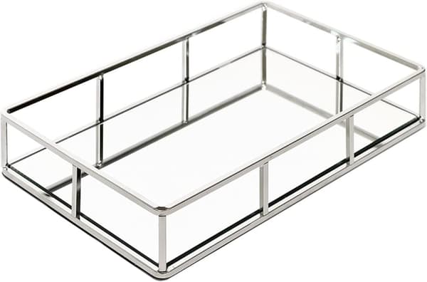 Spegel Vanity Tray-Vanity Tray för köksskåp i rektangeldesign för smycken, parfym, sminkorganisator | Dekorativ sminkfat i metall, silver