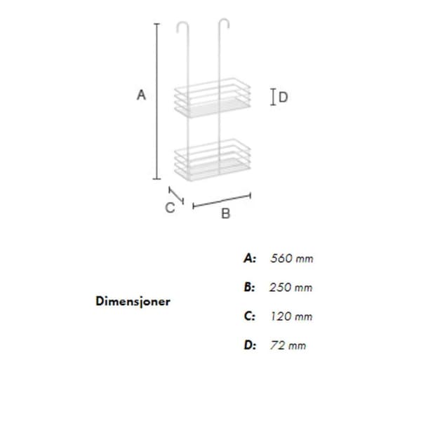 Beslagsboden dusjkurv i 2 plan for dusjblandebatteri 1215