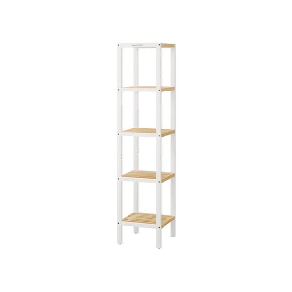 Bambu -kylpyhuoneteline - 5 kerrosta - pilvinen valkoinen ja luonnollinen beige