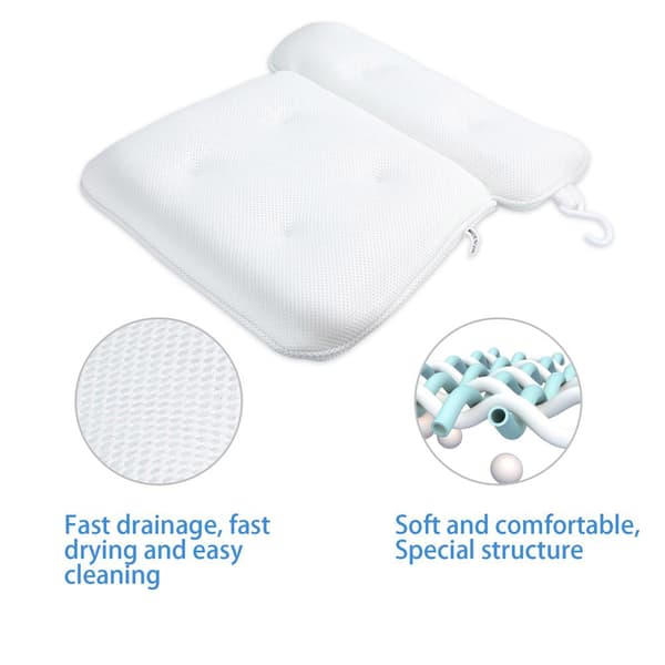 Badkudde i VIT Spa Badkarskudde tillverkad av vattenavvisande tyg Ergonomisk form och starka sugknoppar för bästa komfort.