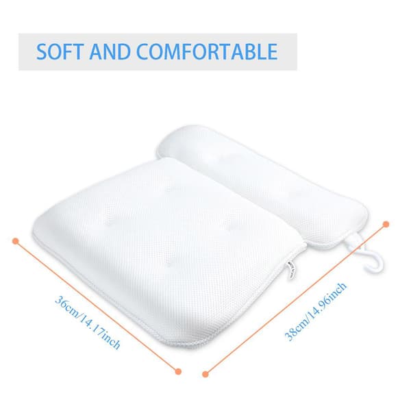 Badkudde i VIT Spa Badkarskudde tillverkad av vattenavvisande tyg Ergonomisk form och starka sugknoppar för bästa komfort.