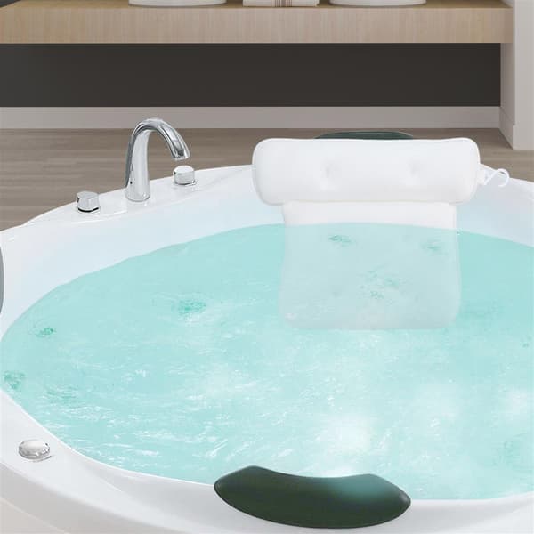 Badkudde i VIT Spa Badkarskudde tillverkad av vattenavvisande tyg Ergonomisk form och starka sugknoppar för bästa komfort.