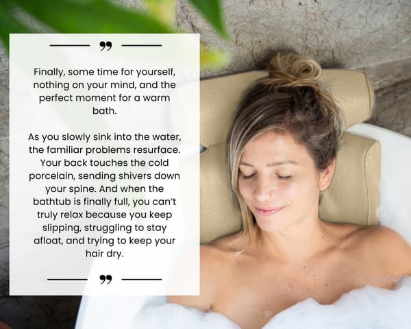 HelloBath® - Luksus badepude (aftagelig) - Pude til badekar - Nakke- og rygstøtte i badet - Badesæde - Inkl. vaskepose - Champagne