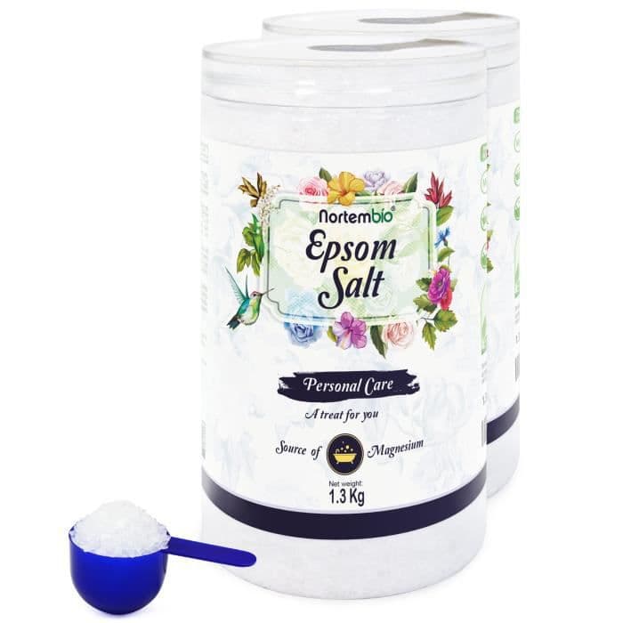 Nortembio Epsom Salt 2x1,3 kg Koncentrerad källa till magnesium, 100 % rent salt. Bad och personlig vård
