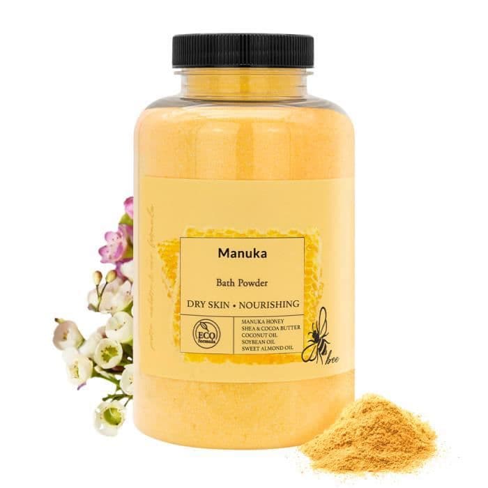 Avkopplande badsalt med Manuka honung 350 g - Närande badsalt berikat med dyrbara oljor och sheasmör Badsalt
