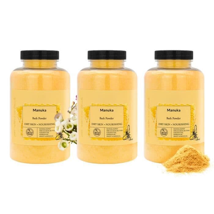 Set med 3 badsaltset med Manuka honung & sheasmör 350 g - Närande badsalt - Naturliga badprodukter