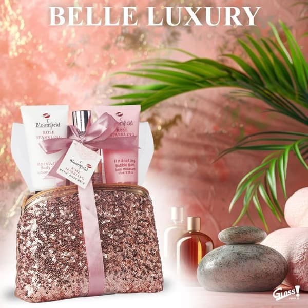 Toalettväska - Bloomfield - Rosa - Duschgel 100ml - Bubblesbad 95ml - Lotion 95ml