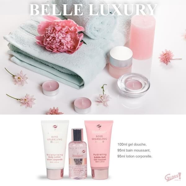 Toalettväska - Bloomfield - Rosa - Duschgel 100ml - Bubblesbad 95ml - Lotion 95ml