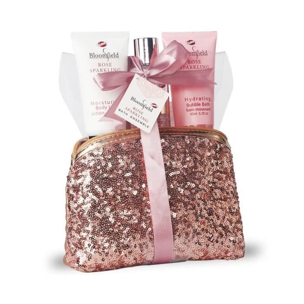 Toalettväska - Bloomfield - Rosa - Duschgel 100ml - Bubblesbad 95ml - Lotion 95ml