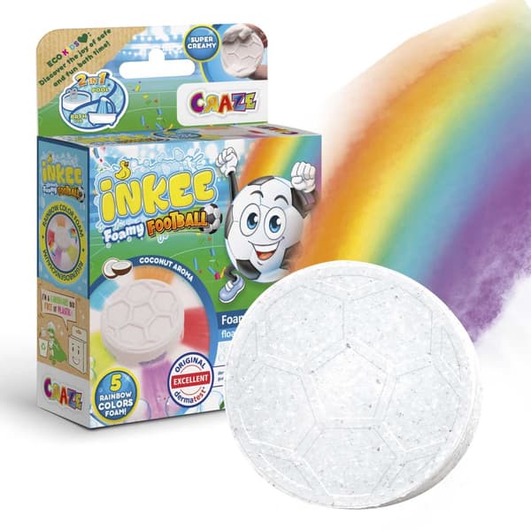 Badbomb Foamy Football 2-pack - Kokosdoftande Badbomber med Regnbågsskum för Badkar eller Pool - Perfekt som Present till Barnen