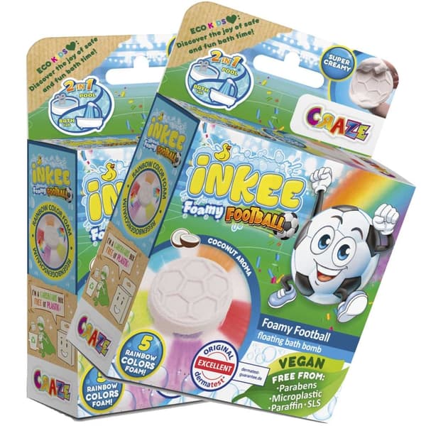 Bath Bomb Foamy Football 2-pakkaus - Kookostuoksuiset sateenkaarivaahtokylpypommit kylpyammeeseen tai uima-altaaseen - täydellinen lahjaksi lapsille