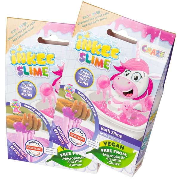 Unicorn Bad Slime 2-Pack Mikroplastfri & Fläckfri med Tuggummiarom – Pärlemor Pigmenterat, Dermatologiskt Testat, E-vitamin