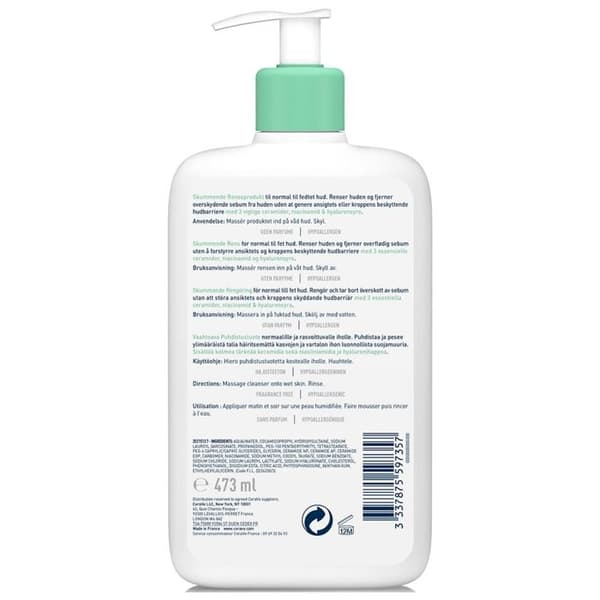 Foaming Gel - Cerave - 473ml - Normal till fet hud - Hypoallergen - Icke-komedogen
