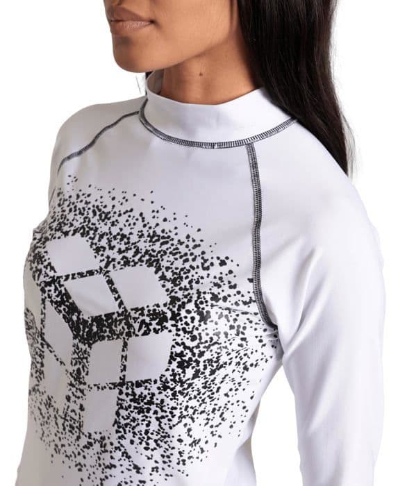 Arena - 006289 - Femme Kvinno Rash Vest L/S Grafisk Topp, Vit-Svart, M EU