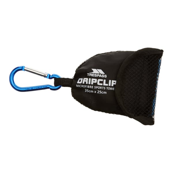 Trespass Dripclip Microfibre Towel Keyring With Carabiner Clip Blue One Size