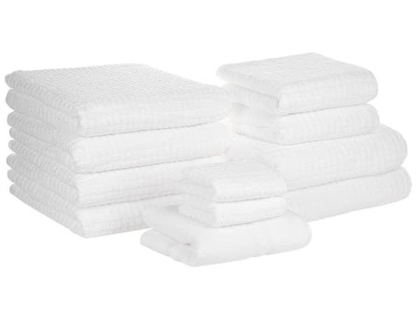 Handduk Set om 11 Vit Bomull Naturlig Snabbtorkande Maskintvätt
