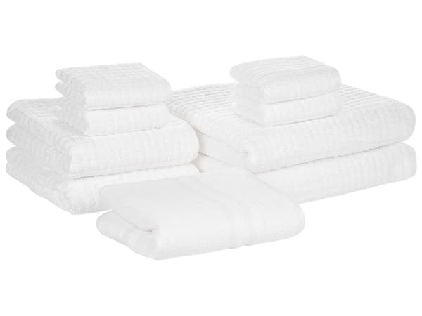 Handduk Set om 9 Vit Bomull Naturlig Snabbtorkande Maskintvätt