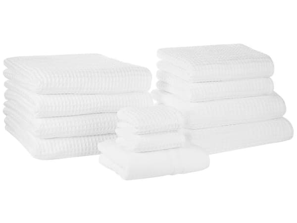 Handduk set om 11 Vit Bomull Naturlig Snabbtorkande Maskintvätt