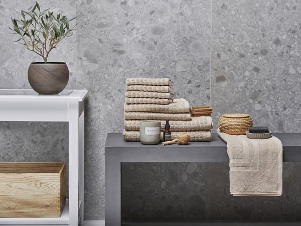 Håndklæder Beige bomuld Low Twist gæstehåndklæder og bademåtte Sæt med 9