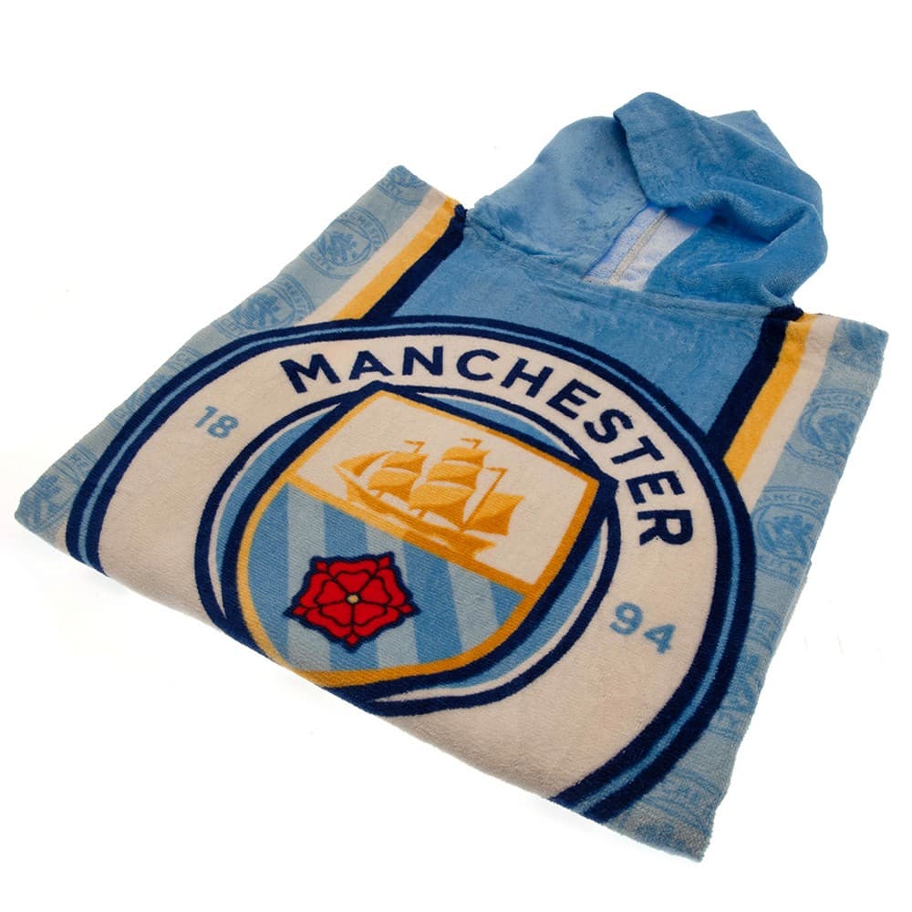 Manchester City FC Handduk med huva för barn/barn med Crest-beteckning