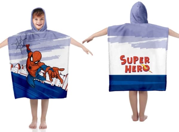 Spiderman Poncho badehåndklæde med hætte - 100 procent bomuld