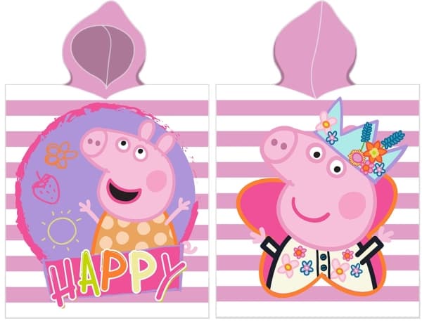 Gurli Gris Pink Poncho badehåndklæde med hætte - 100 procent bomuld