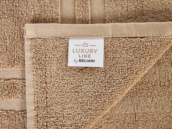 Sæt med 9 Håndklæder Beige Terry Bomuld Chevron Mønster Tekstur Badehåndklæder Gæstehåndklæder Håndklæder Bademåtte