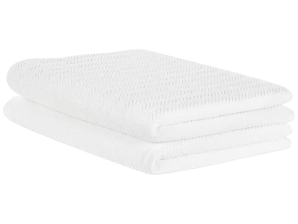 Set med 2 Badlakan Handdukar Vit Terry Bomull 100 x 150 cm Chevron Mönster Badlakan