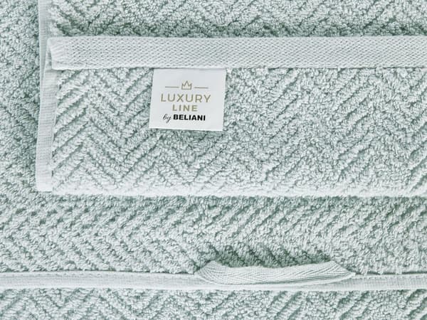 Håndklesett 2 stk Mintgrønn Bomull 100 x 150 cm Frottéhåndklær Chevron-mønster Tilbehør Bad