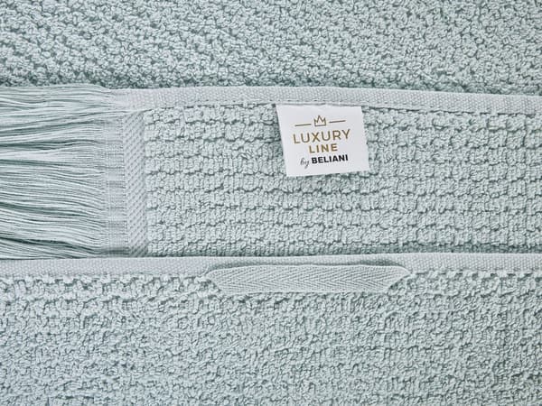 Sæt med 2 badelagner Håndklæder Mintgrøn Bomuld Polyester 100 x 150 cm Kvaster Tekstur Badehåndklæder