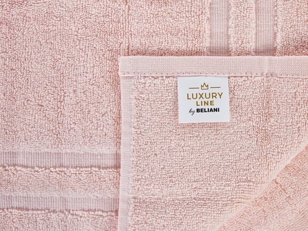 Sæt med 9 badehåndklæder Pink Terry Bomuld Polyester kvaster Tekstur badehåndklæder