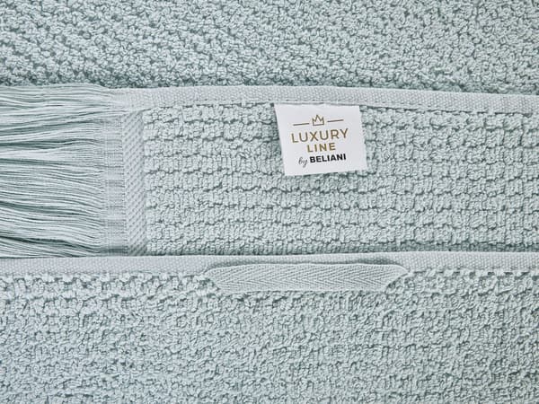Sett med 2 Håndklesett Mintgrønn Bomull Polyester Frotté 100 x 150 cm Frynser Håndklær Tekstil Tilbehør Bad Baderom