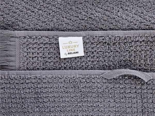 Set med 2 Badlakan Handdukar Grå Bomull Polyester 100 x 150 cm Tofsar Textur Badhanddukar