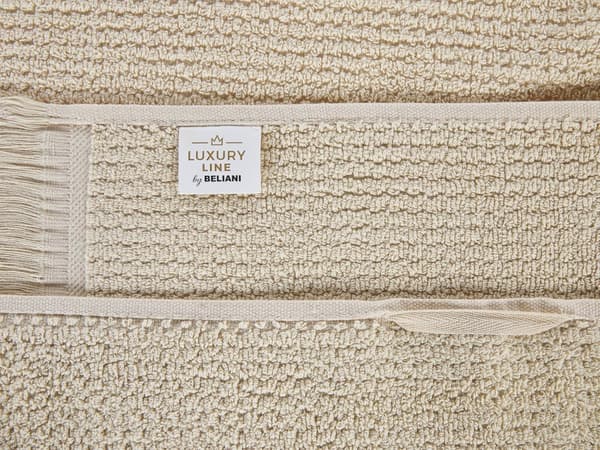 Set med 9 Badlakan Handdukar Beige Bomull Polyester 100 x 150 cm Tofsar Textur Badhanddukar