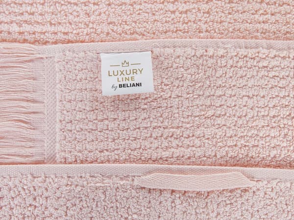 Set med 2 Badlakan Handdukar Rosa Bomull Polyester 100 x 150 cm Tofsar Textur Badhanddukar