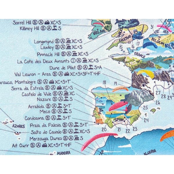 Awesome Maps Karta Handduk För Skärmflygning Best Paragliding Spots In The World Flerfärgad