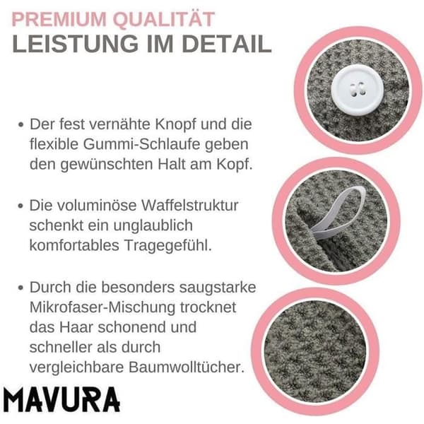 MAVURA turban handduk »Turban turban handduk för hår Mikrofiber hår handduk Torr handduk för torrt hår
