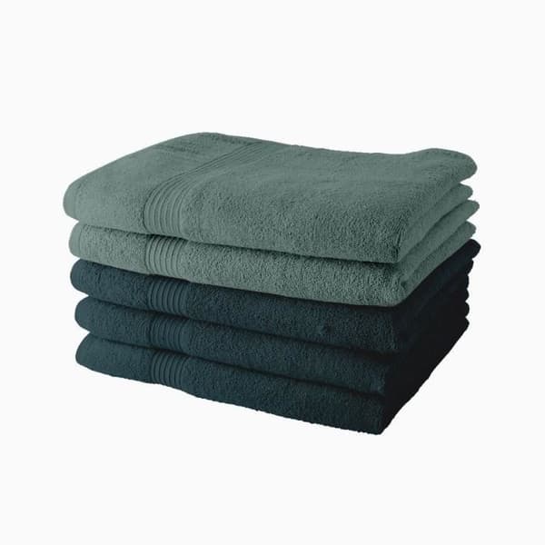 Set om 5 IDAG Badlakan 70x130 cm 100% bomull - 3 påfåglar + 2 cecidon