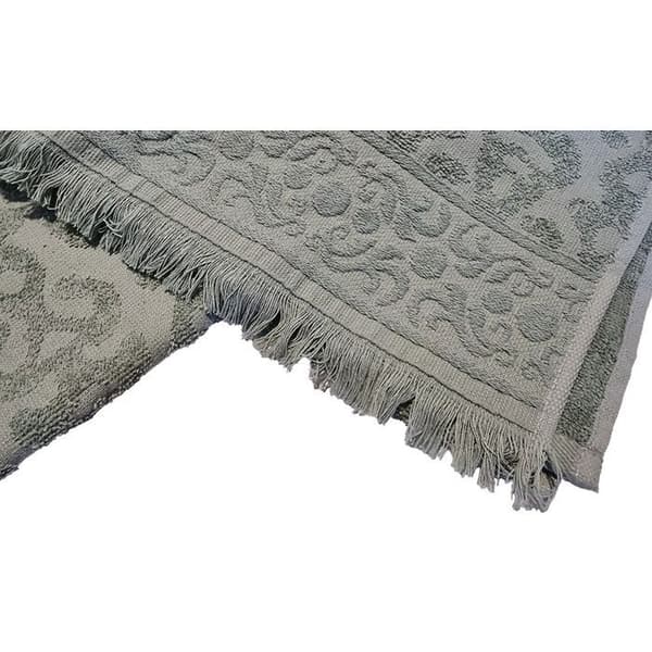 Jacquardhandduk med fransar 30 x 50 cm - Grön