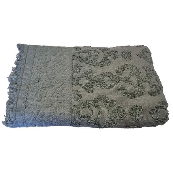 Jacquardhandduk med fransar 30 x 50 cm - Grön