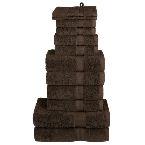 vidaXL Premium håndklesett 12 deler SOLUND brun 600 g/m2